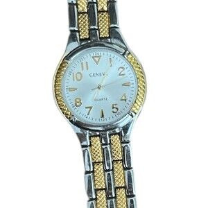 Geneva Womens Two Tone Watch Classic Retro 32mm 8 in New Battery